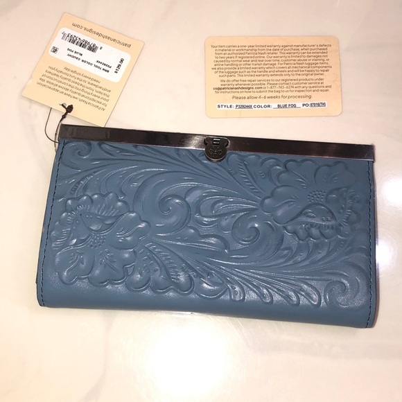 Patricia Nash Handbags - Patricia Nash Burnished Tooled Leather Cauchy Wallet Color Blue Fog NWT & Card